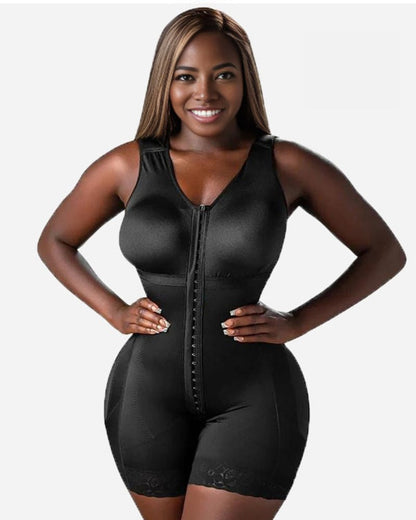 Colombian stage 2 faja bodysuit with bra back view black - Zarela