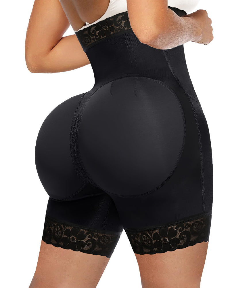 Tummy Control Shapewear for Women Fajas Colombianas Body Shaper Shorts with Zipper Crotch - Zarela