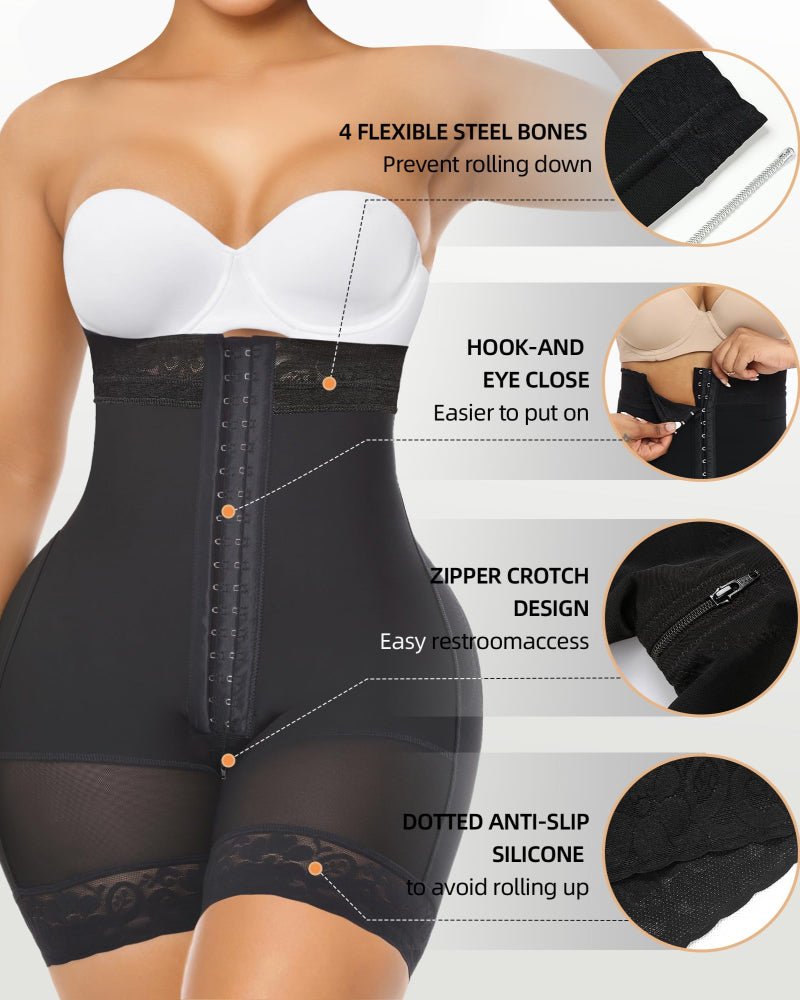 Colombian Faja Shorts with Zipper Crotch — Tummy Control Butt Lift | Zarela