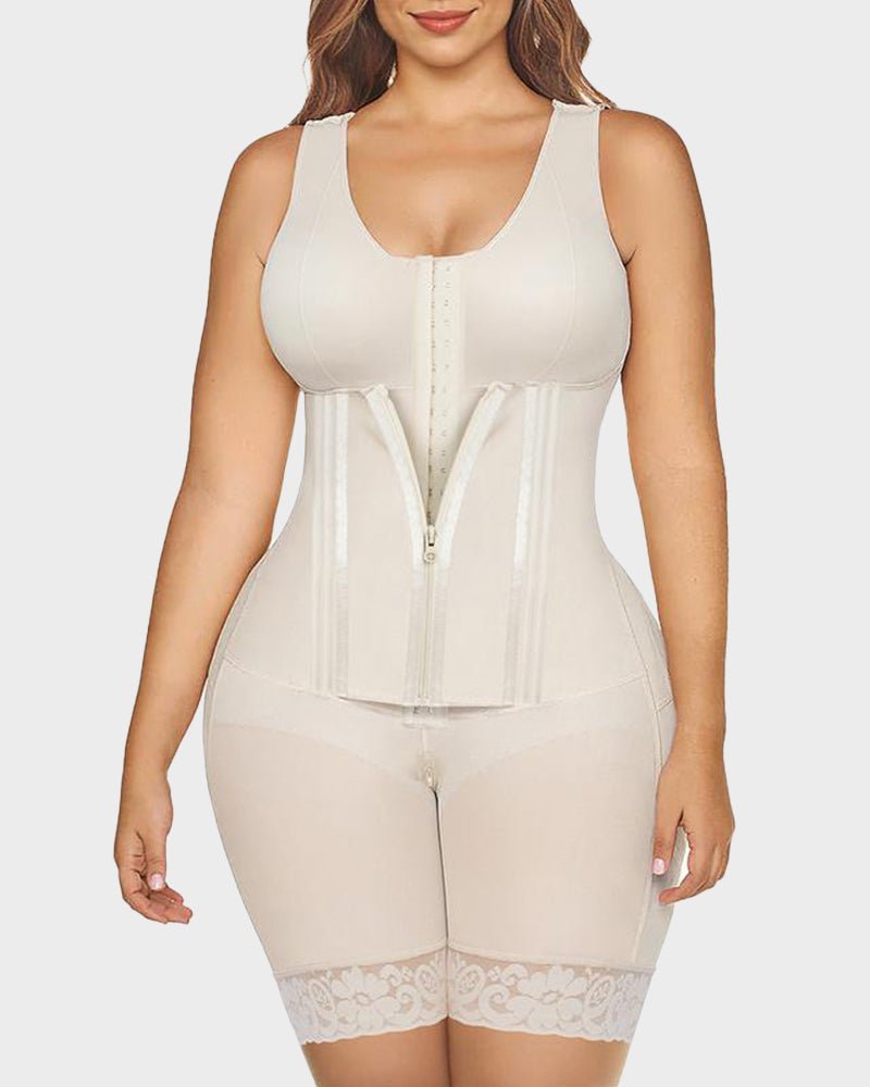 Fajas colombianas double tummy control full body shapewear beige - Zarela
