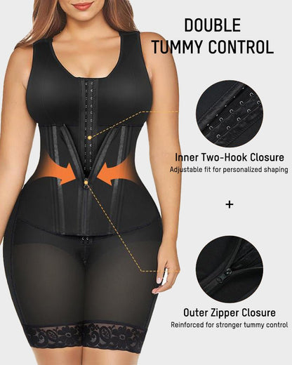Colombian Fajas Double Tummy Control Full Body Shaper — Postpartum Grade | Zarela