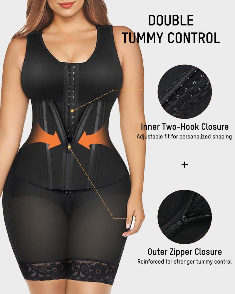 Colombian Fajas Double Tummy Control Full Body Shaper — Postpartum Grade | Zarela