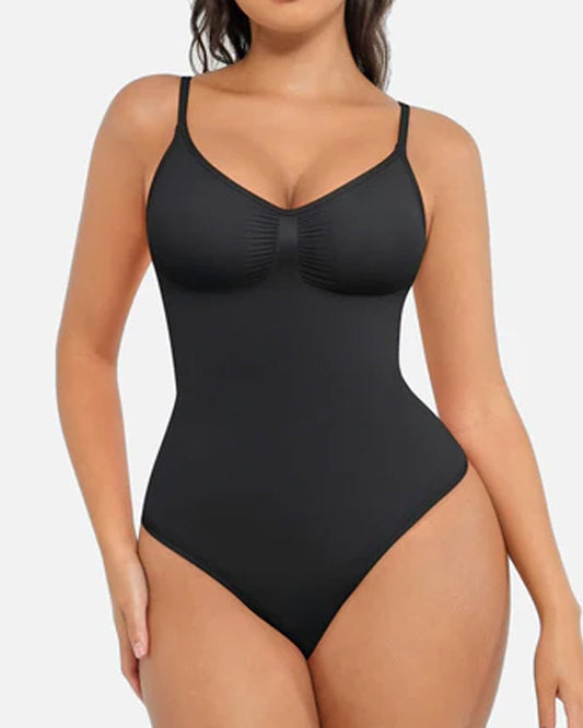 Tummy control seamless sculpting bodysuit thong women black - Zarela