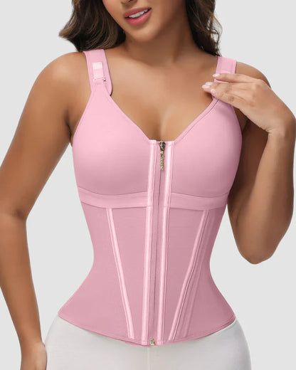 Double-Layer Tummy Control Waist Shaper Girdle With Bra - Zarela