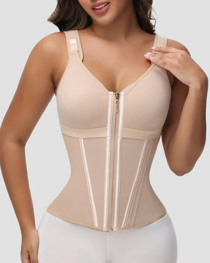 Double Layer Waist Shaper Girdle With Bra — All In One Compression | Zarela