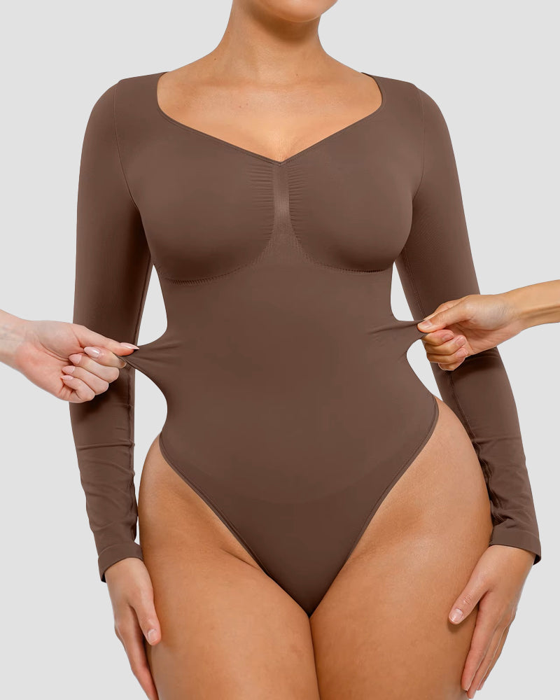 Long Sleeve Shaping Bodysuit - Zarela