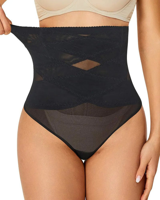 Cross high waist shaping briefs black tummy control - Zarela