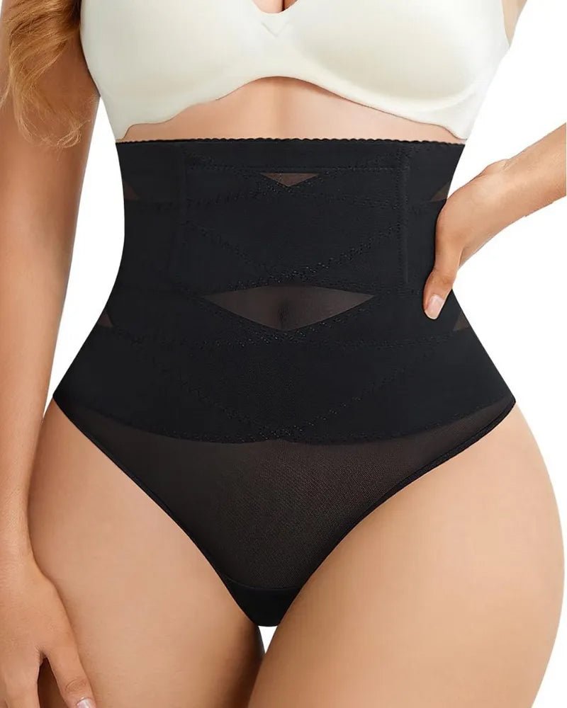 High waist shaping briefs back view women black - Zarela