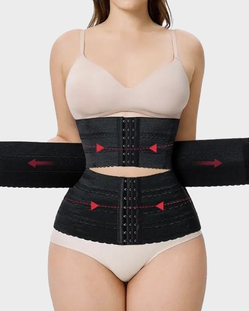 Segmented waist trainer corset steel bones women black - Zarela