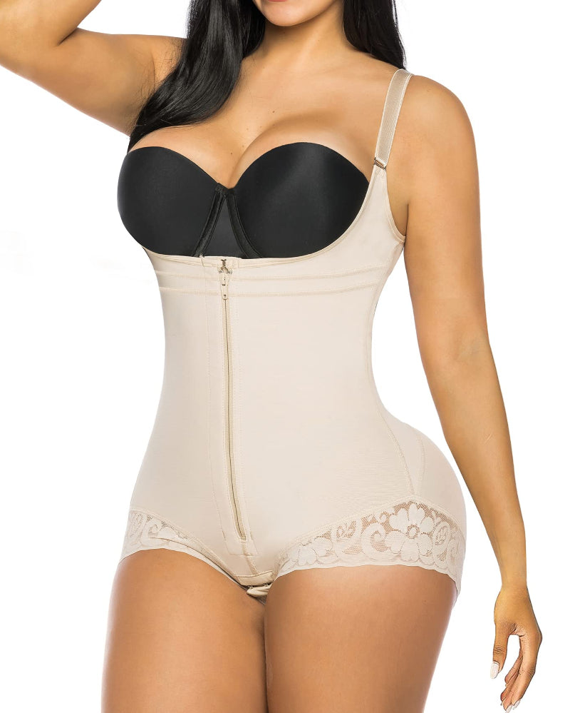 Tummy Control Colombian Open Bust Body Shaper Slimmer Bodysuit - Zarela