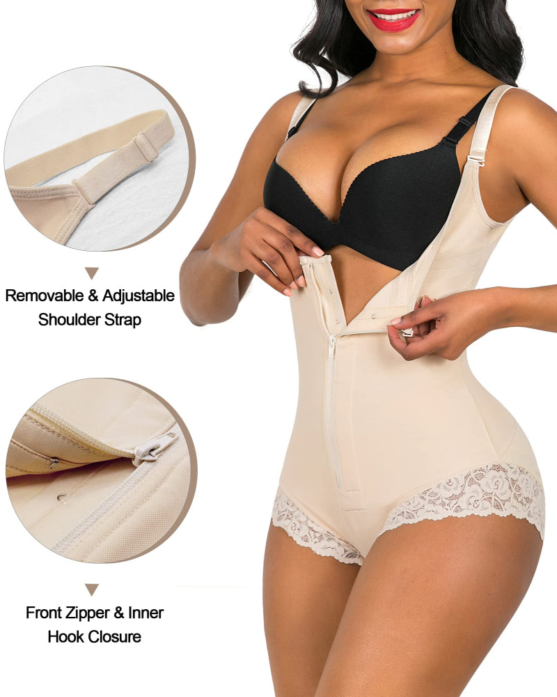 Tummy Control Colombian Open Bust Body Shaper Slimmer Bodysuit - Zarela