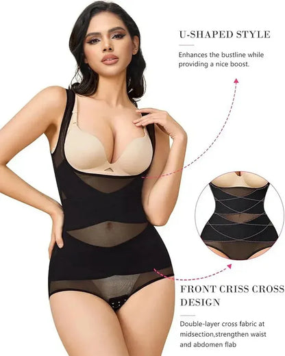 Breathable Mesh Tummy Tuck Bodysuit — Triangle Shapewear Cool Wear | Zarela