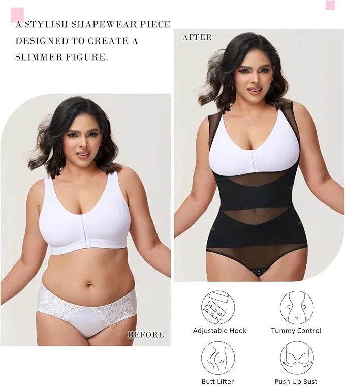 Mesh Tummy Tuck Body Triangle Shapewear - Zarela