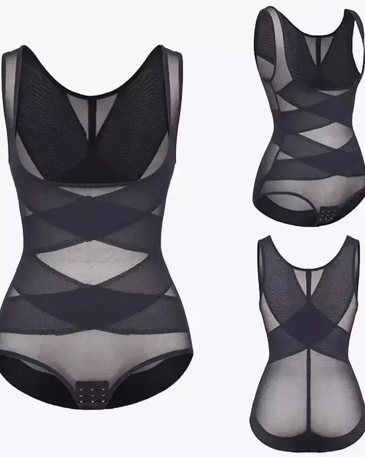 Breathable Mesh Tummy Tuck Bodysuit — Triangle Shapewear Cool Wear | Zarela