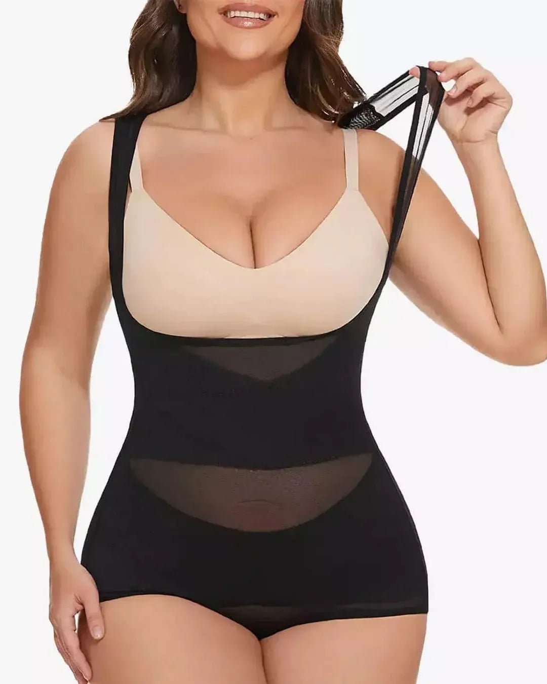 Breathable mesh tummy control bodysuit detail view women - Zarela