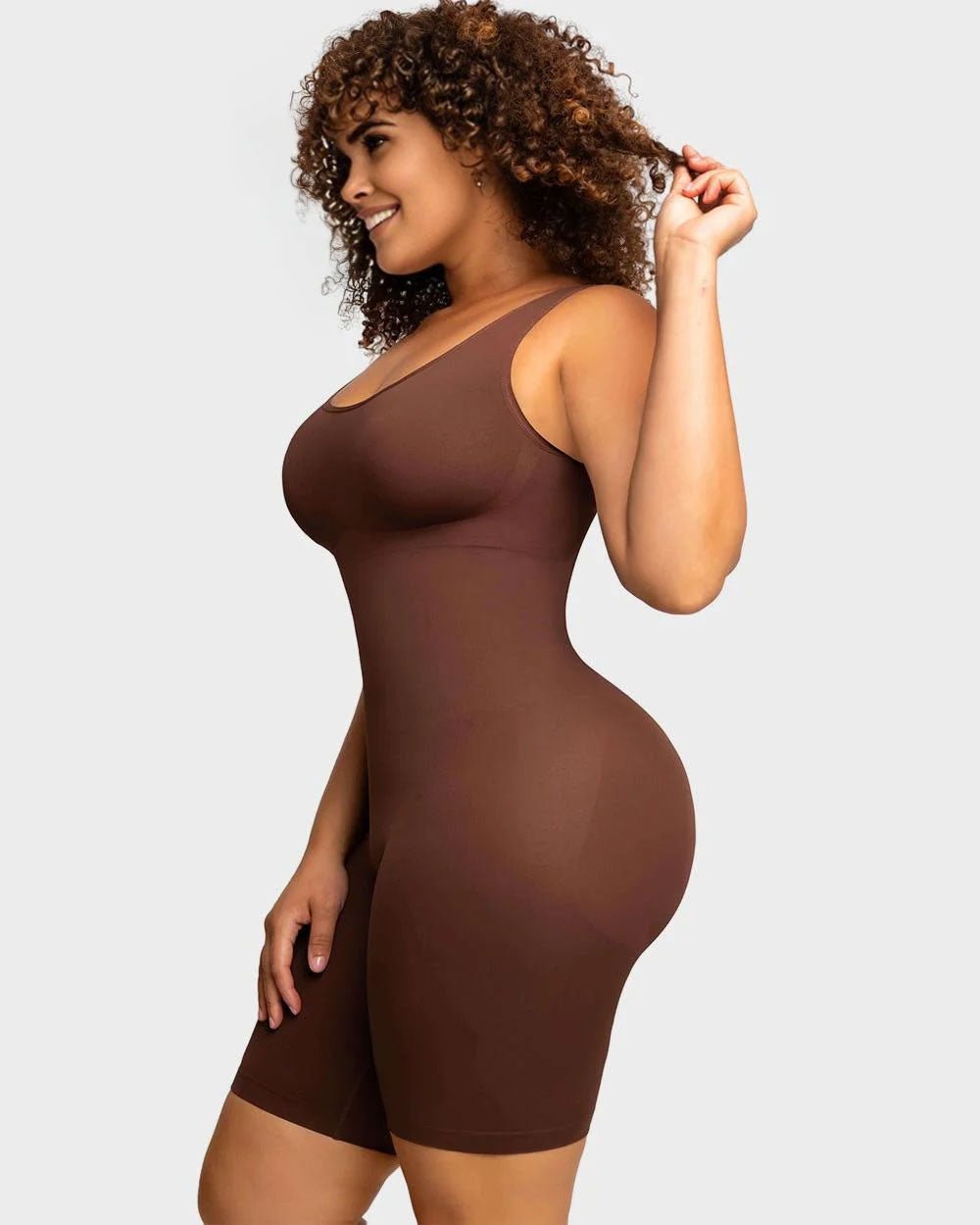 Mid thigh bodysuit shapewear side view women - Zarela