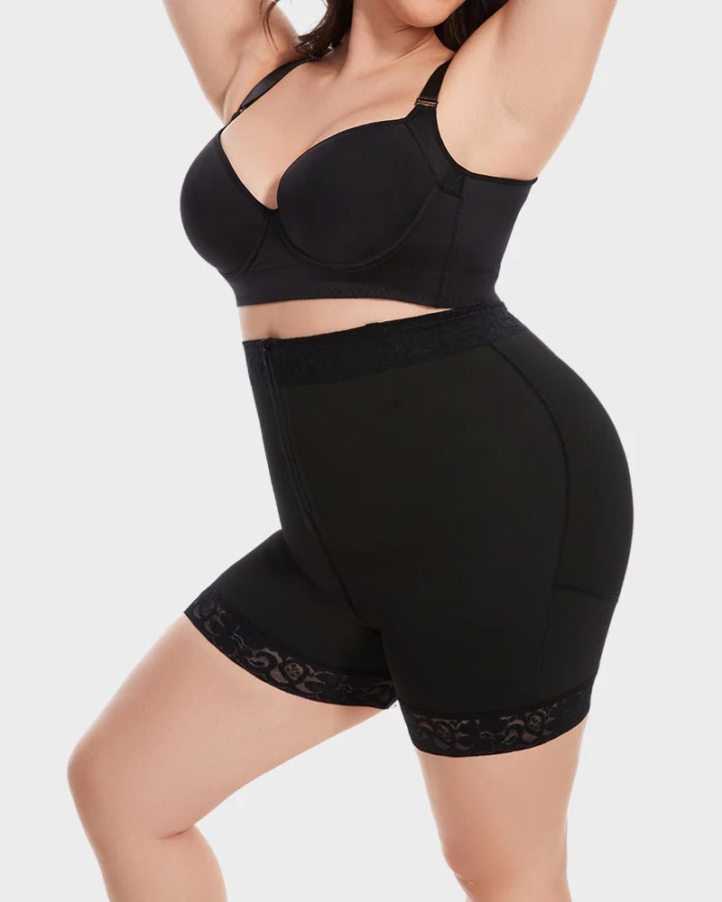 Butt lift shorts tummy control back view women black - Zarela