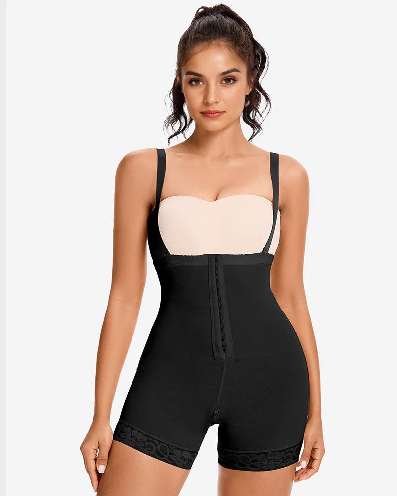 Seamless compression bodysuit tummy control back view black - Zarela