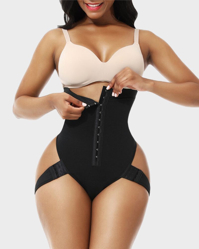 High waist tummy control shaper women back view black - Zarela