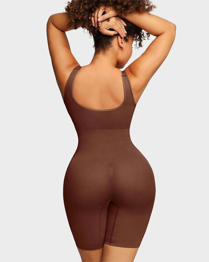 Mid thigh sculpting bodysuit detail view women tummy control - Zarela