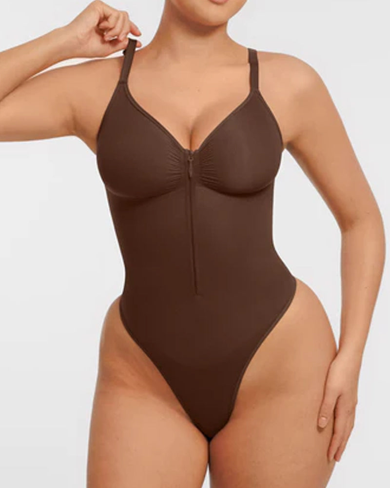 Seamless Covered Bust Jumpsuit Thong Bodysuit - Zarela