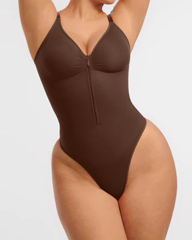 Seamless Covered Bust Jumpsuit Thong Bodysuit - Zarela